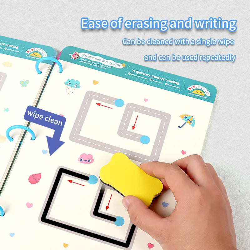 Kids Educational Learning Tracing Book (64 Pages, A4 Size) | Two Markers & Dusters Attached